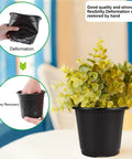 50 Pack 6 Inch Black Plastic Plant Nursery Pots With 50 Waterproof Labels showing flexibility and easy recovery with plant