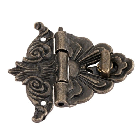 Vintage Box Hasp Lock for Jewelry Boxes and Wooden Drawers 54x58mm Zinc Alloy Antique Latch with floral design