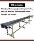 177 Inch PVC Flat Conveyor Workhorse With Adjustable Speed 110V 370W Heavy-Duty Stainless Steel Frame Black PVC Belt