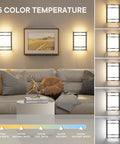 Elekeed LED Indoor Wall Mount Light Fixture, Matte Black Wall Sconce Lighting, 3000K-6000K 5CCT displayed in a living room