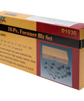 Battle Tested 16 Piece Forstner Drill Bit Set With Wood Storage Case showcasing packaging with bit sizes and details.