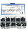 Open box showing Metric M2.5 Nylon Phillips Pan Head Screws Nuts Flat Washers Assortment Kit Black PA66 360 Pcs