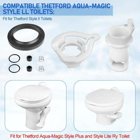 RV Water Valve Replacement Kit 42049 Style II For Aqua Magic Style II Toilets, ABS Plastic Construction, Prevents Leaks At Back Of Toilet, Easy Install, Durable Upgrade For Your RV Toilet, white valve parts