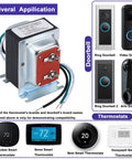 16V 30VA AC Doorbell Transformer Power Supply For Hardwired Door Chimes And Thermostats with doorbell and thermostat examples.