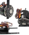 HVAC Blower Motor Three Quarter HP One Phase Three Speed 208 And 230 Volt 1075 RPM With Single Oval Run Capacitor, ruler shown.
