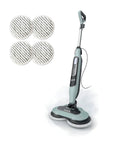 Heavy Duty Steam And Scrub Mop For Hard Floors All In One, sleek grey design with microfiber pads for deep cleaning.