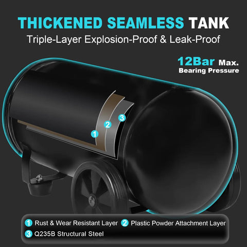 Top Pick Heavy Duty Ultra Quiet Air Compressor 6.3 Gallon Oil Free 1.5HP Motor High Output 116 PSI Fast Fill For Professional Use At Home Garage Workshop Projects And Auto Repair Jobs