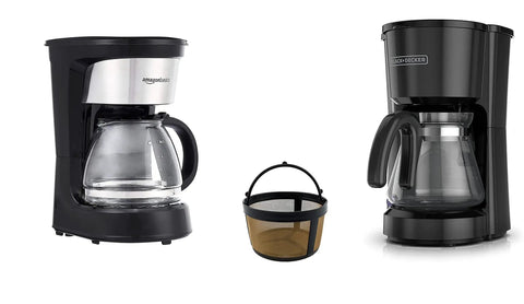 2 Pack Mini 5 Cup Permanent Gold Tone Screen Basket Coffee Filter Universal Fit For Most 4 To 5 Cup Coffeemakers BPA Free Eco Friendly Lets Full Flavor Through For Richer Coffee