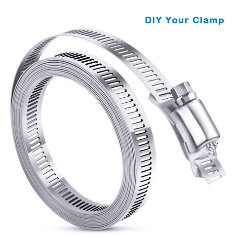 DIY Hose Clamp System Kit With 9.8 Ft Band And Six Fasteners, 304 Stainless Steel Pipe Clamp