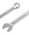 Close-up of chrome vanadium wrenches from 12 Piece Metric Wrench Set For Pro Mechanics, showing comfort grip handles and precise fit.