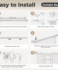 Installation guide for Imitation Wood Grain Curtain Rod Set 1 Inch Diameter Heavy Duty Adjustable Drapery Rods For Windows 48 To 84 Inches Indoor Outdoor Modern Finials Durable Finish Built To Last