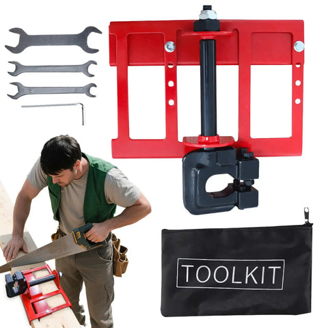 Kickass Portable Chainsaw Mill Guide Rail Positioner Featuring Hella Heavy Duty Steel Frame for precise lumber cutting with toolkit.