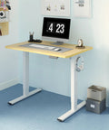 One Piece Standing Desk With Electric Height Adjustment For Sit Stand Comfort, 40 By 24 Inches, Seamless Maple Desktop On White Frame