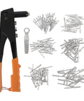 Heavy Duty Rivet Tool Kit With 120 Rivets For Metal And Plastic High Strength Pop Riveter Set showing tool and rivets