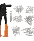 Ditch The Flimsy Tools And Grab This Heavy Duty Riveter Kit For Serious Metal And Plastic Jobs Including Auto Body Gutter Repairs With 120 Premium Rivets For Rock Solid Connections On Every Single Project. Heavy-duty hand riveter with 120 aluminum rivets and wrench on white background