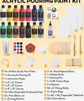 14 Colors Acrylic Pour Paint Kit With Premixed High Flow Paints 8.45oz Each Bulk Set Includes Canvases Wood Slices Tools