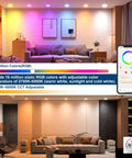 Smart RGBCW 6 Inch Recessed Ceiling Light Color Changing 16W LED Dimmable With Bluetooth And Alexa Control 1350 Lumen
