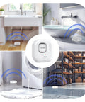 Water Leak Detector Alarm System For Home With 120dB Siren And Multi Probe Sensing IP66 Waterproof For Bathroom Kitchen Laundry Basement And More 3 Pack Battery Included in sink, bath, and floor scenes