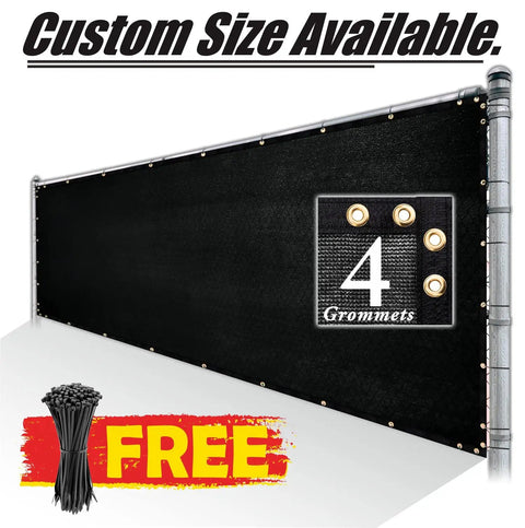 6 Ft By 50 Ft Black Fence Privacy Screen Cover Windscreen Built Tough With Heavy Duty Brass Grommets And Cable Zip Ties Included
