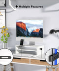 Wooden Monitor Stand Riser With Two Tier Desk Shelf And Cable Management Phone Holder And Eco Friendly White Finish Ergonomic Computer Desk Organizer To Reduce Strain For Home Office And Workstation 16.5 Inch with computer setup