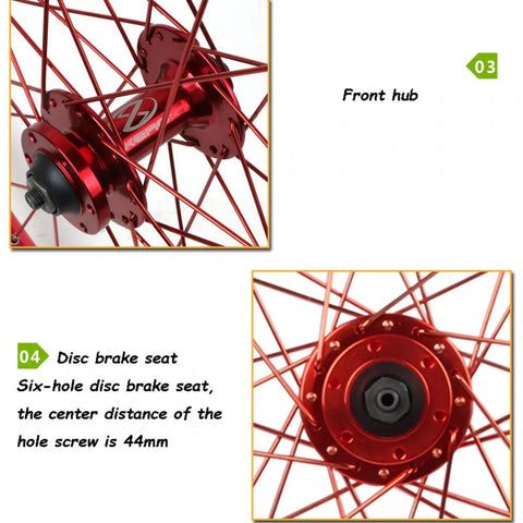 Front hub of 26 Inch Ride Ready Bicycle Wheel Set With Double Deck Rim Aluminum Alloy, disc brake seat, close-up