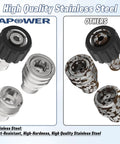 APOWER stainless steel pressure washer quick-connect kit, 9 pcs, M22-14mm to 3/8 in male/female adapters