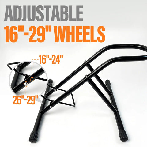 Push In Floor Bike Stand For 16 To 29 Inch Bikes No Lift Needed Easy Roll In Garage Parking Rack adjustable design