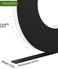 Heavy Duty Black Weather Stripping Door Seal With Super Strong Self Adhesive High Density Foam Tape For Windows And Doors Tight Soundproof Gap Filler Roll, measuring 1/2 inch wide and 33ft long.