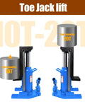 Heavy Duty Hydraulic Toe Jack 20 Ton Car Lift Rig With Heat Treated Steel Body, showing 10T and 20T capacities.