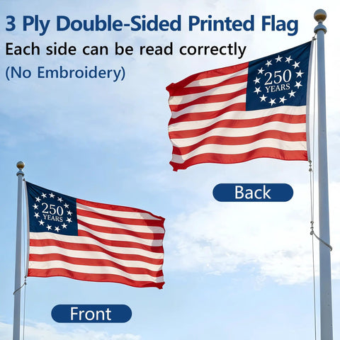Huge 3x5 Ft Double Sided American Flag For 250th Anniversary 1776-2026 Outdoor Banner With Two Brass Grommets Easy Hang Patriotic Decor
