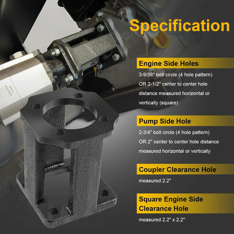 Log Splitter Hydraulic Pump Mount Bracket for 5 to 7 HP Engines, Direct Replacement Fits SpeeCo, Oregon, Husky 20, 21 and 22 Ton Units, Easy Install Engine Mount for Beefy No Nonsense Power