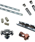 Cable Tray System For Wire Management With Ceiling Mount Kit, fittings included in zinc plated steel, silver components shown