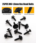 Universal Fender Liner Screws U Nut Kit M6-1.0 X 24mm With 10mm Hex Head U Clips, 25 black SEMS screws displayed