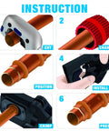 Hydraulic Copper Tubing Press Tool Kit With One Half Inch, Three Quarter Inch And One Inch Propress Fittings Plus Copper Tubing Cutter And Chamfer Tool For Quick, Leak Free Plumbing Jobs instructions