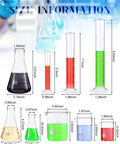 18 Piece All In One Hands On Lab Glassware Set For Experiments With 3 Glass Beakers 3 Erlenmeyer Flasks 3 Graduated Measuring Cylinders Sizes