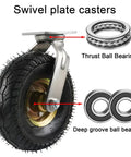 Two Pack Pneumatic Rubber Wheel Casters With Swivel And Fixed Steel Brackets featuring thrust and deep groove ball bearings.