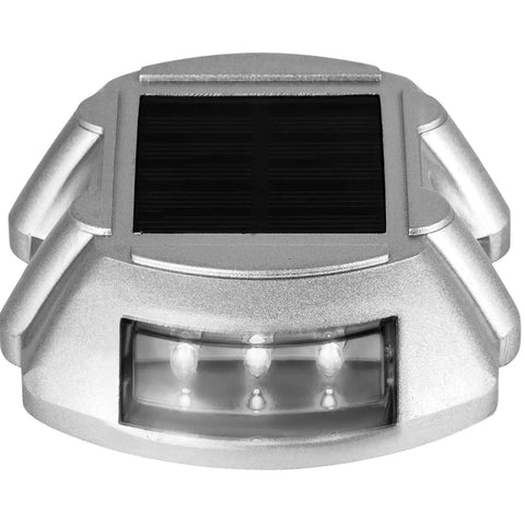 Solar Driveway Lights 12 Pack With 6 LED Per Light, Hella Bright White Beams, Waterproof Aluminum Housing, Silver Finish