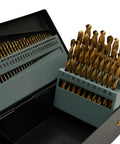Heavy Duty 115 Piece Cobalt Drill Bit Set High Speed Steel Twist Bits For Hardened Metal And Stainless Steel With Box And Size Index A-z, organized in case