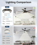 Lighting comparison with 52 Inch Brushed Nickel Ceiling Fan With Remote Control And Dimmable LED Light