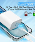 USB C Fast Wall Charger 4 Pack for 17 16 15 Pro Max and More Includes 6 Ft Cables shown with iPhone
