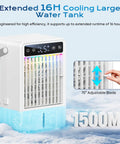Portable 1500ml Tank Mini Evaporative Air Cooler With Remote And 2 To 10H Timer 5 Speeds Personal AC Fan for desk space