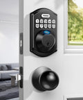 Fingerprint Door Lock Set With Keypad And Handle No Keys Needed Smart Auto Lock For Front Door Matte Black Finish
