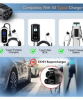 Top Tier Tesla To Type 2 Ev Charger Adapter 32a Eves Connector Compatible With Iec 62196 Electric Car Converter image showing Type2 chargers.