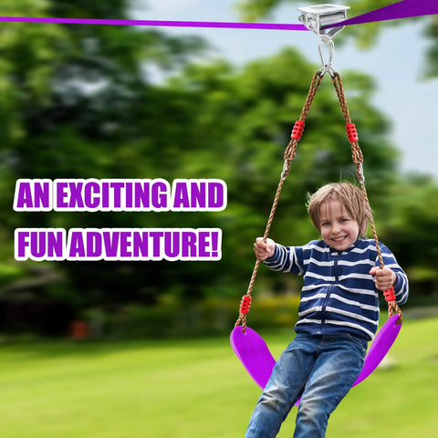 Child swinging on Dope Backyard Zipline And Slackline Kit For Kids With Stainless Steel Double Bearing Pulley Slider And Swing Seat