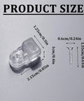 Real Deal 25 Pack Glass Retainer Clips With Screws For Cabinets Windows Doors And Mirrors Universal Clear Transparent Panel Hardware All Weather Zero Drama Install with size dimensions displayed.