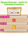 Wooden Fraction Tiles And Circles Set For Kid Friendly Hands On Math Manipulatives, board with 1/9 tiles and math symbols