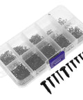 Heavy Duty Miniature Self Tapping Screws In M1.3 M1.4 M1.5 Round Heads Made From Solid Carbon Steel in a storage box.