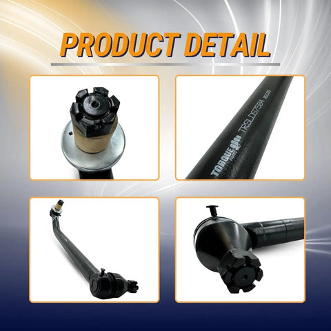 Built Tough 31 Inch C To C Drag Link Steering Component For Peterbilt Trucks Replacement Replaces 463.DS7584 L24VU8445A11 KG22084 TRDL4511 Heavy Duty Steel Construction Delivers Durability And Smooth Steering For Heavy Duty Trucks, black steel drag link