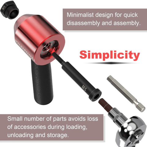 Rivet Nut Drill Adapter Kit With 290 Rivet Nuts And 13 Mandrels, shown with M5 mandrel and components for easy assembly.