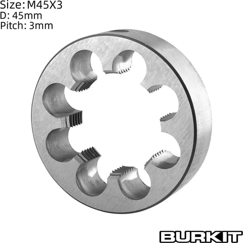 M45X3 Right Hand Round Threading Die for External Threads, Alloy Tool Steel, 45mm Diameter, 3.0mm Pitch, 6g Accuracy